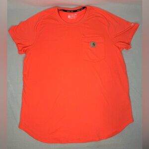 Carhartt Womens T-Shirt L Coral Glow Force Relaxed Fit Midweight Pocket Tee